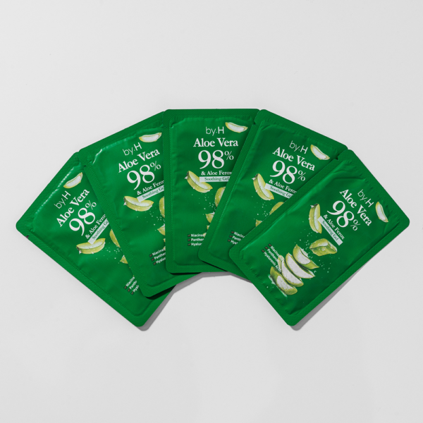 by H, Aloe Vera & Aloe Feros 98% Soothing Gel 1 Box (30pcs) - Gambar 4